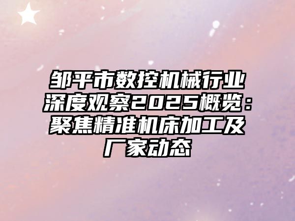 鄒平市數(shù)控機(jī)械行業(yè)深度觀察2025概覽：聚焦精準(zhǔn)機(jī)床加工及廠家動(dòng)態(tài)