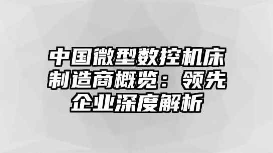 中國微型數控機床制造商概覽：領先企業深度解析